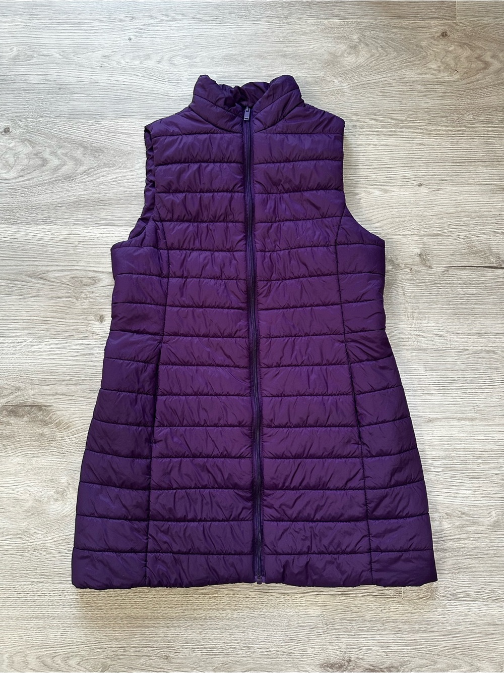 Liz Claiborne Purple Longline Quilted Puffer Vest - Small